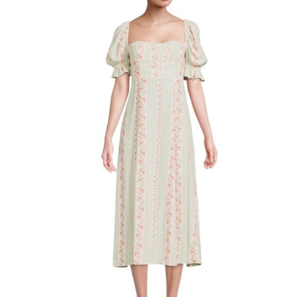 NWOT WEWOREWHAT Floral Midi Dress - SZ.4 - Victorian Floral Stripe - Picture 1 of 9